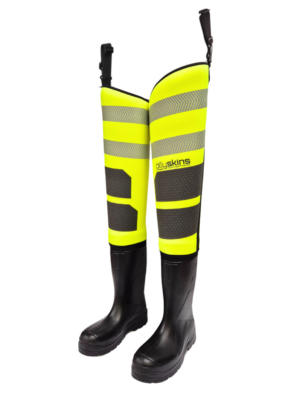 Ollyskins 2922 HV Yellow Neoprene S5 Safety Thigh Wader