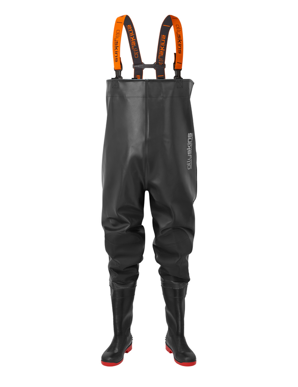 Ollyskins 2950 Worker PVC Safety Chest Wader, Black